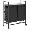 vidaXL Laundry Basket 2 Compartments with Wheels Grey Sonoma