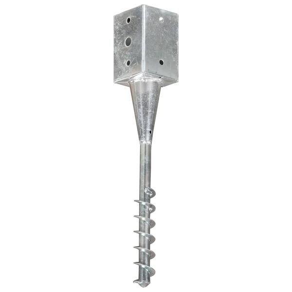vidaXL Ground Spikes 2 pcs Silver 9x9x56 cm Galvanised Steel