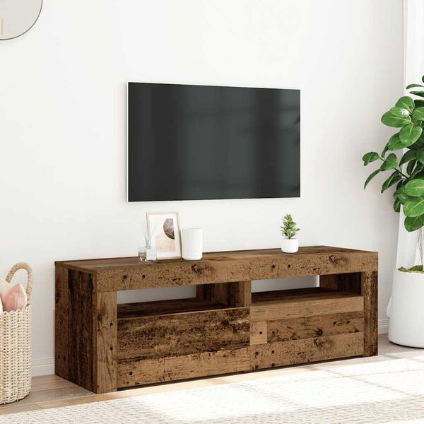 vidaXL TV Cabinet with LED Lights Old Wood 120x35x40 cm Engineered Wood