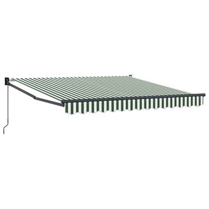 vidaXL Retractable Awning Green and White 300 x 250 x 165 cm