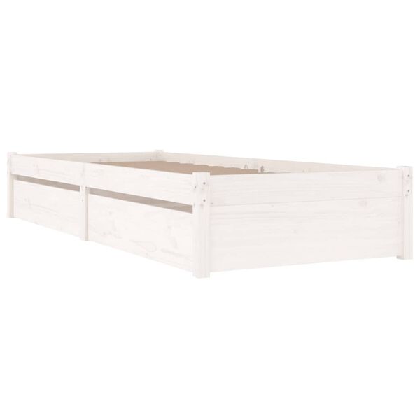 vidaXL Bed Frame without Mattress with Drawers White 100x200 cm (814940+814990)
