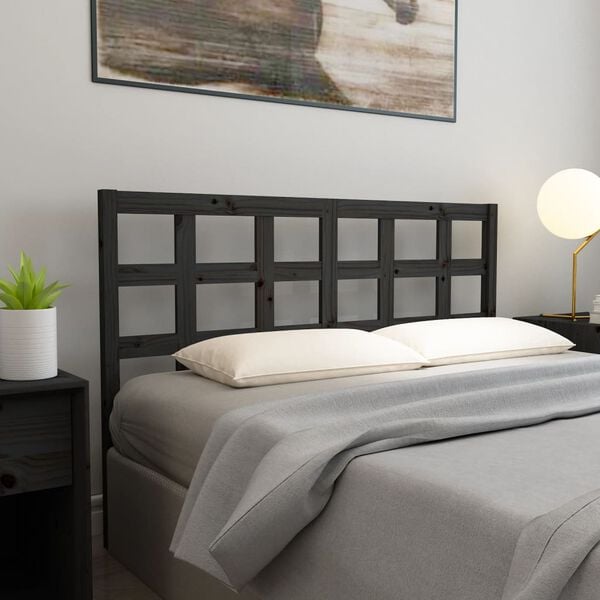 vidaXL Bed Headboard Black 145.5x4x100 cm Solid Wood Pine