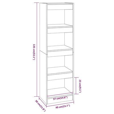 vidaXL Book Cabinet/Room Divider Black 40x30x135 cm