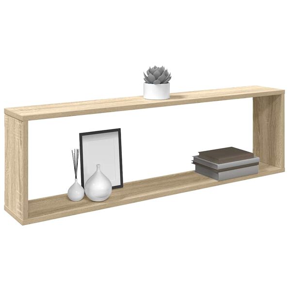 vidaXL Wall Cube Shelf 4 pcs Sonoma Oak 100x15x30 cm Engineered Wood