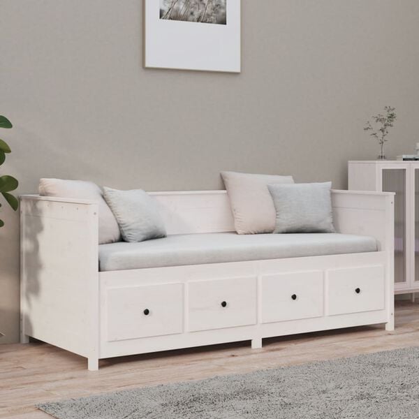 vidaXL Day Bed without Mattress White 90x190 cm Single Solid Wood Pine