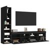 vidaXL 4 Piece TV Wall Units with LED Black Engineered Wood
