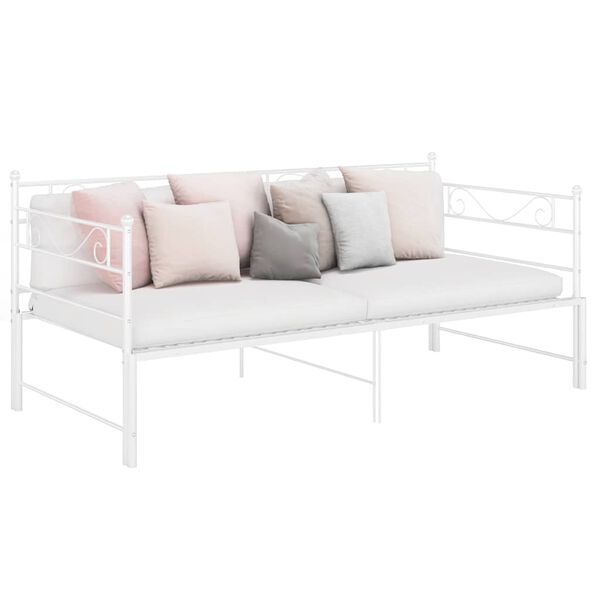vidaXL Pull-out Sofa Bed Frame without Mattress White Metal 90x200 cm