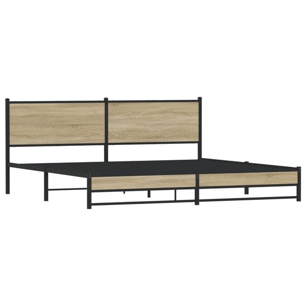vidaXL Metal Bed Frame without Mattress Sonoma Oak 193x203 cm