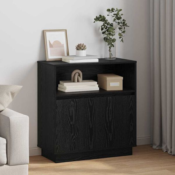 vidaXL Sideboard with LED Black oak 71 x 34.5 x 75 cm Engineered wood