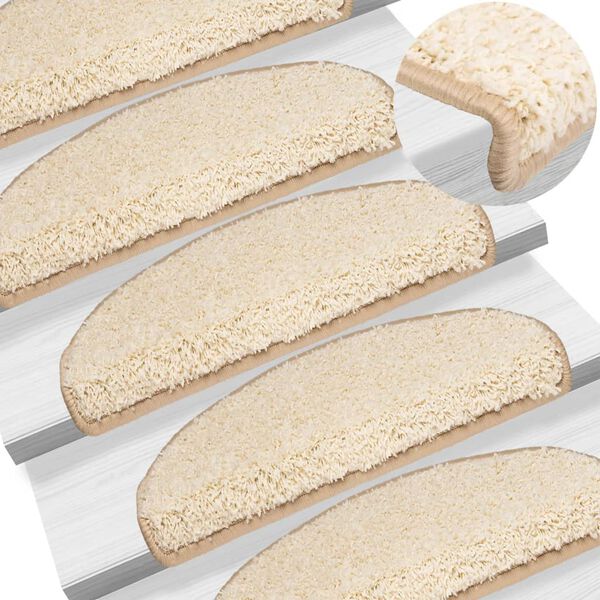 vidaXL Stair Mats 10 pcs 65x21x4 cm Cream Half Round Large