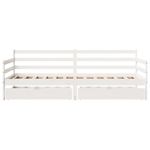 vidaXL Daybed with Drawers without Mattress White 90x200 cm Solid Wood