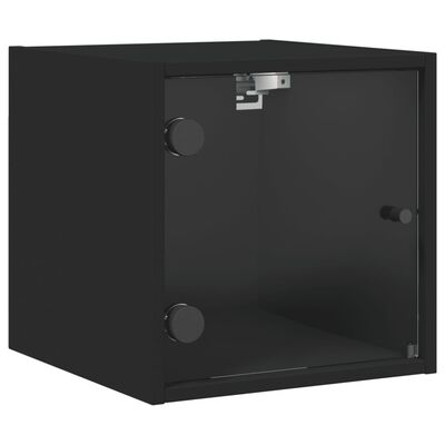 vidaXL Bedside Cabinet with Glass Door Black 35x37x35 cm