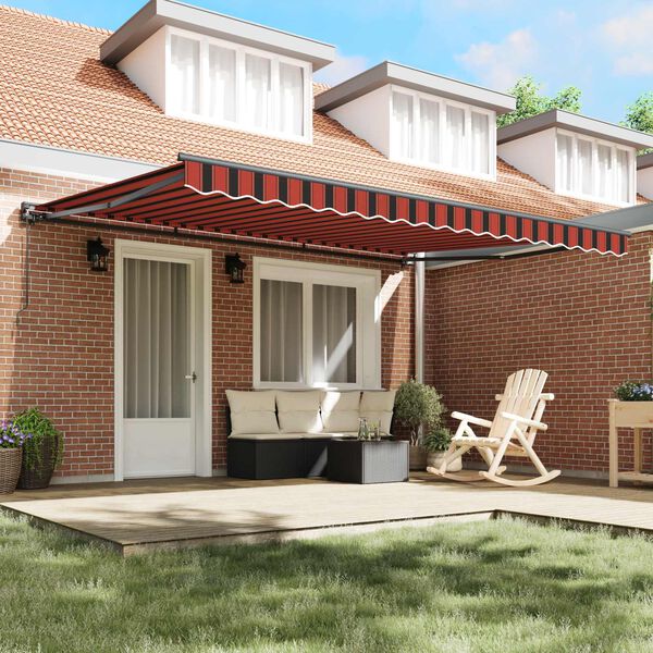 vidaXL Retractable Awning Manual Orange and Black 450 x 300 cm