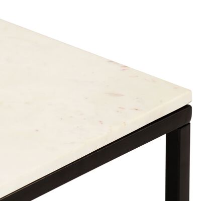 vidaXL Coffee Table White 40x40x35 cm Real Stone with Marble Texture