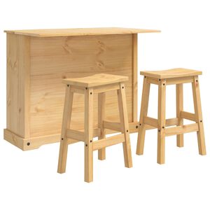 vidaXL Kitchen Island Set 3 pcs Honey Wax 112 x 70 x 91.5 cm