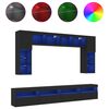 vidaXL 8 Piece TV Wall Cabinet Set with LED Lights Black
