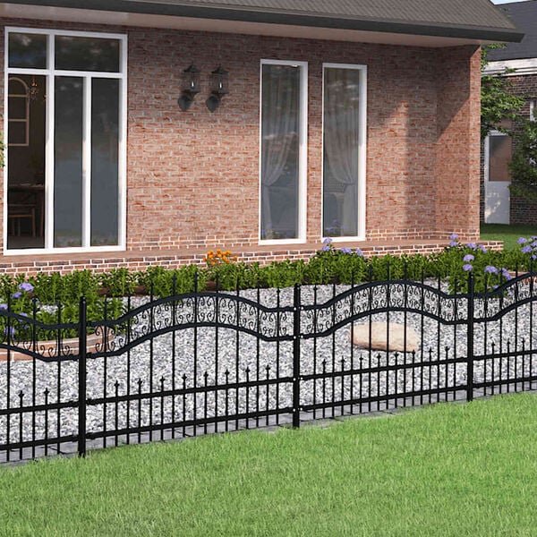 vidaXL Garden Fence Kampen with Spear Top Black 240x75 cm Steel
