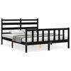 vidaXL Bed Frame without Mattress Black King Size Solid Wood Pine