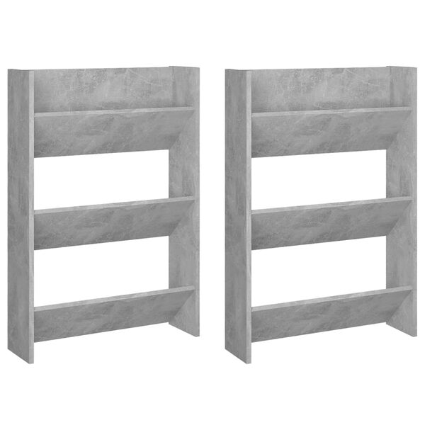vidaXL Wall Shoe Cabinets 2 pcs Concrete Grey 60x18x90 cm Engineered Wood