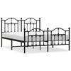 vidaXL Metal Bed Frame without Mattress with Footboard Black 140x200cm