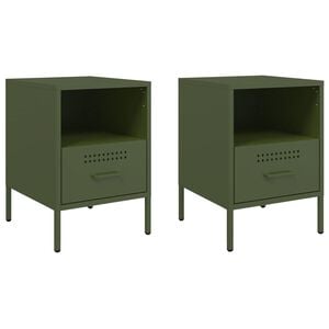 vidaXL Bedside Cabinet | Set of 2 | Olive Green | Cold-rolled Steel | Standard