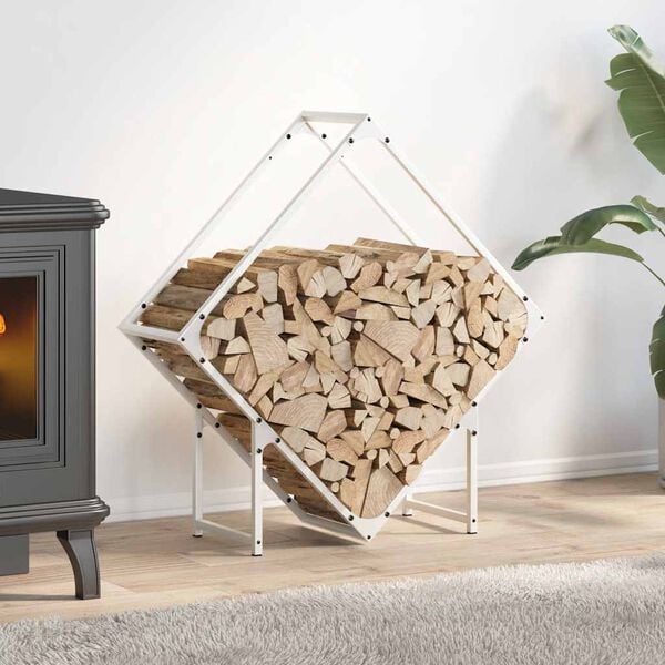 vidaXL Firewood Rack White 80x25x80 cm Cold-rolled steel