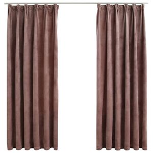 vidaXL Blackout Curtains 2pcs with Hooks Velvet Antique Pink 140x175cm