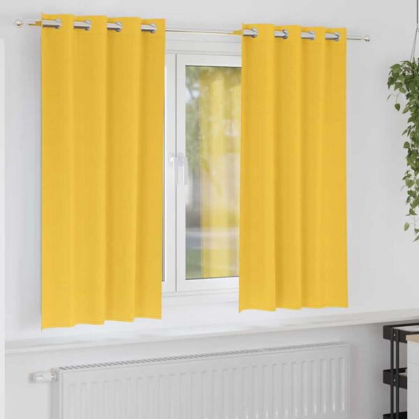 vidaXL Blackout Curtains with Rings 2 pcs Mustard Yellow 175 x 140 cm