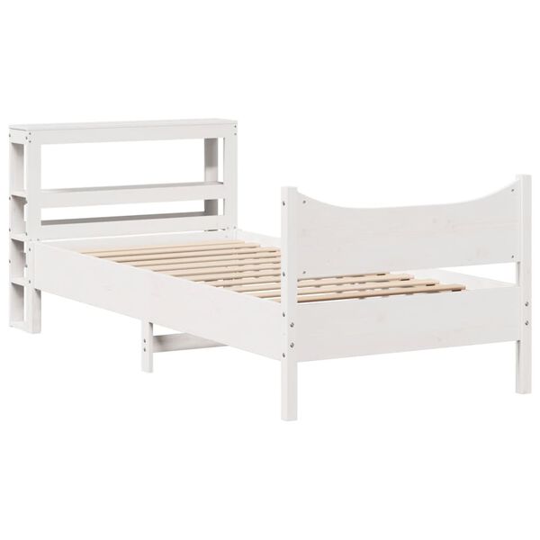 vidaXL Bed Frame with Headboard White 100x200 cm Solid Wood Pine
