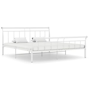 vidaXL Bed Frame without Mattress White Metal 200x200 cm