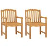 vidaXL Handcarved Rose Chair 2 pcs Natural Solid Teak Wood
