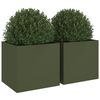 vidaXL Planters 2 pcs Olive Green 49x47x46 cm Steel