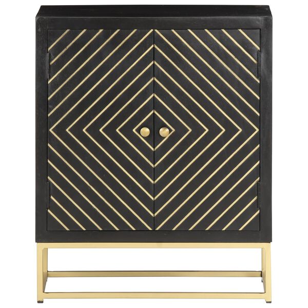 vidaXL Sideboard Black and Gold 60x30x75 cm Solid Mango Wood