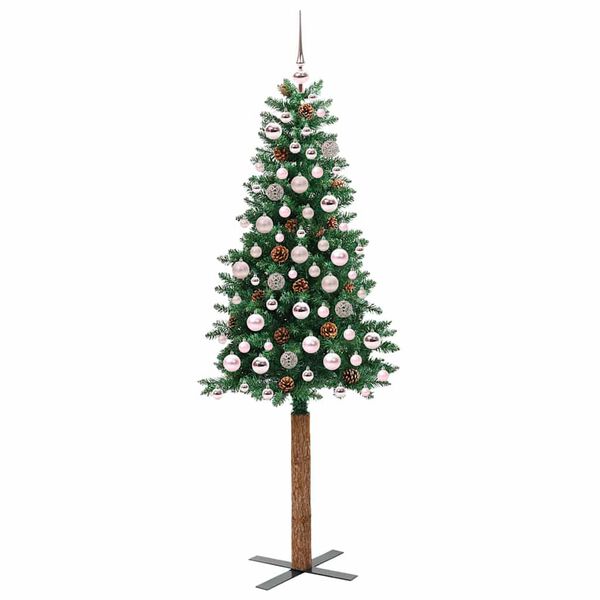 vidaXL Slim Christmas Tree Green 180 cm PVC and Solid Pine wood