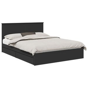 vidaXL Storage Bed with Headboard Black 150 x 200 cm Engineered Wood