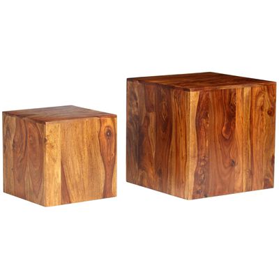 vidaXL Coffee Table Set 2 Pieces Solid Sheesham Wood 40x40x40 cm