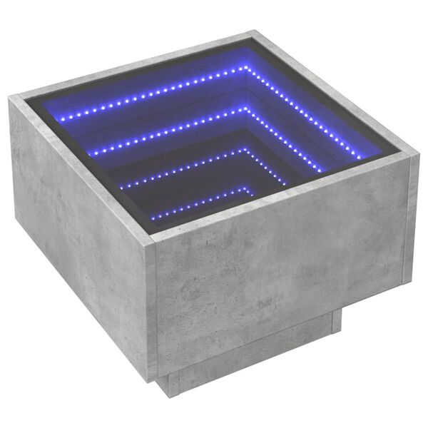 vidaXL Side Table with LED Concrete Grey 40x40x30 cm Engineered Wood
