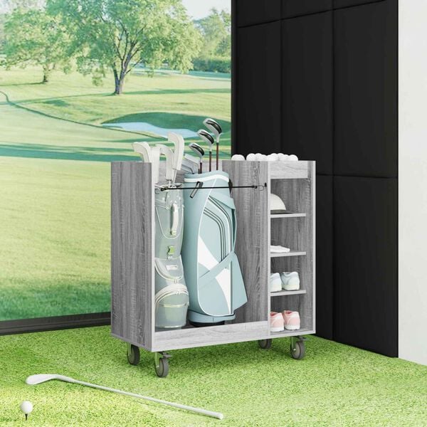 vidaXL Golf Cabinet with Wheel Plain Grey Sonoma 90 x 45 x 98 cm