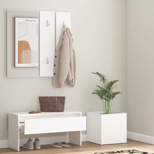vidaXL Hallway Furniture Set White Engineered Wood