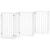 vidaXL Dog Gate with Door Foldable 12 Panels White 600 cm Poplar Wood