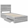 vidaXL Bed Frame with Drawer Grey Sonoma 100 x 200 cm Engineered Wood