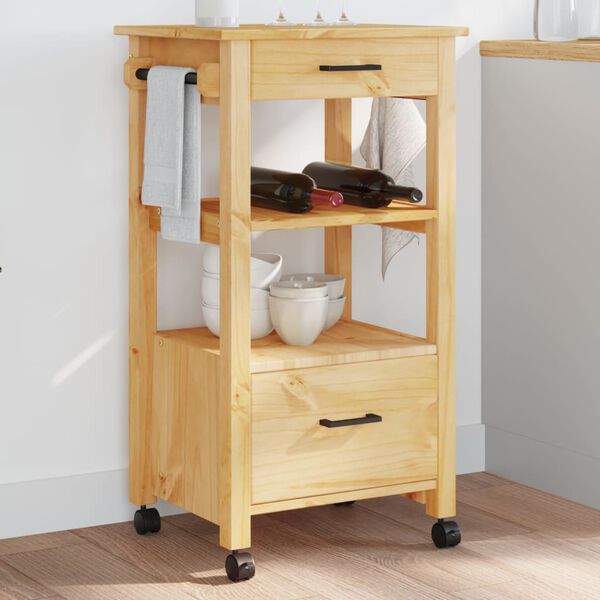 vidaXL Kitchen Trolley MONZA 48x40x88.5 cm Solid Wood Pine