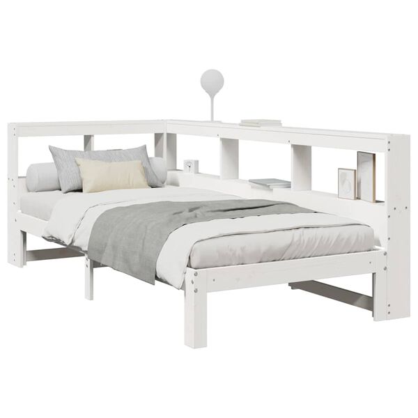 vidaXL Bookcase Bed without Mattress White 90x190 cm Single Solid Wood Pine