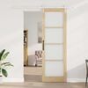 vidaXL Sliding Door Natural 78 x 232 cm Solid Pine Wood and Glass