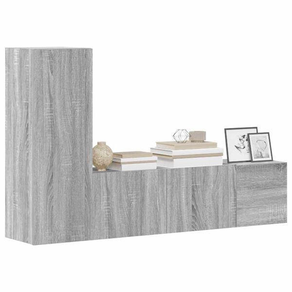vidaXL 3 Piece TV Cabinet Set Grey Sonoma Engineered Wood