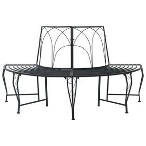 vidaXL Tree Bench 4-Seater 160 x 80 x 89 cm Steel Black Half-round