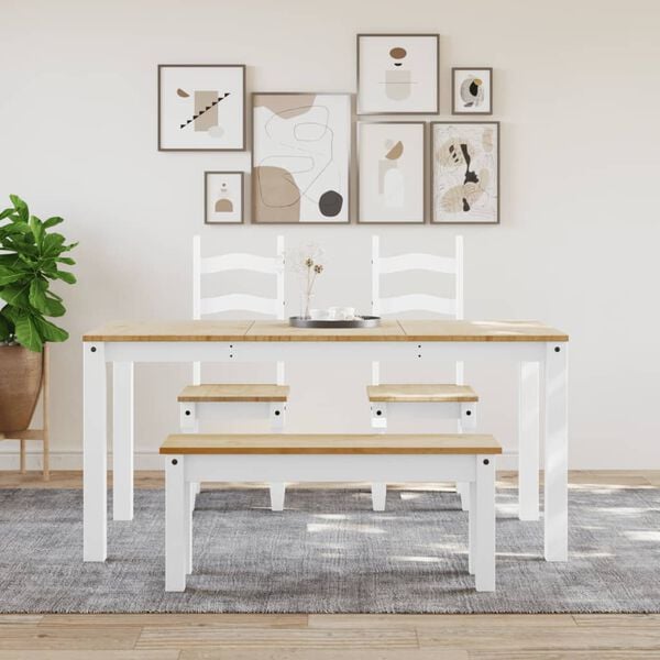 vidaXL Dining Bench PANAMA White 105x30x45 cm Solid Wood Pine