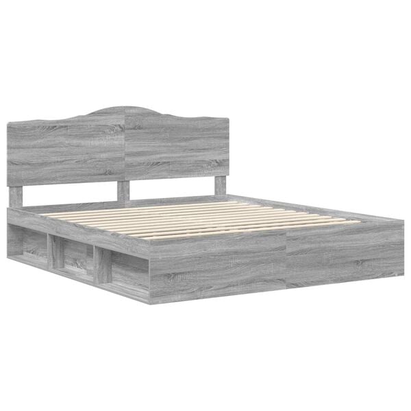 vidaXL Bed Frame Grey Sonoma 180 x 200 cm Solid Pine Wood