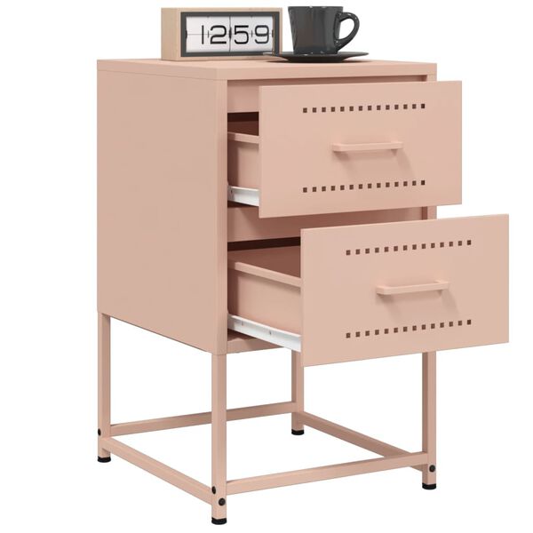 vidaXL Bedside Cabinet Pink 36x39x60.5 cm Steel