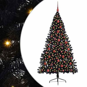 vidaXL Artificial Pre-lit Christmas Tree Black 180 cm PVC